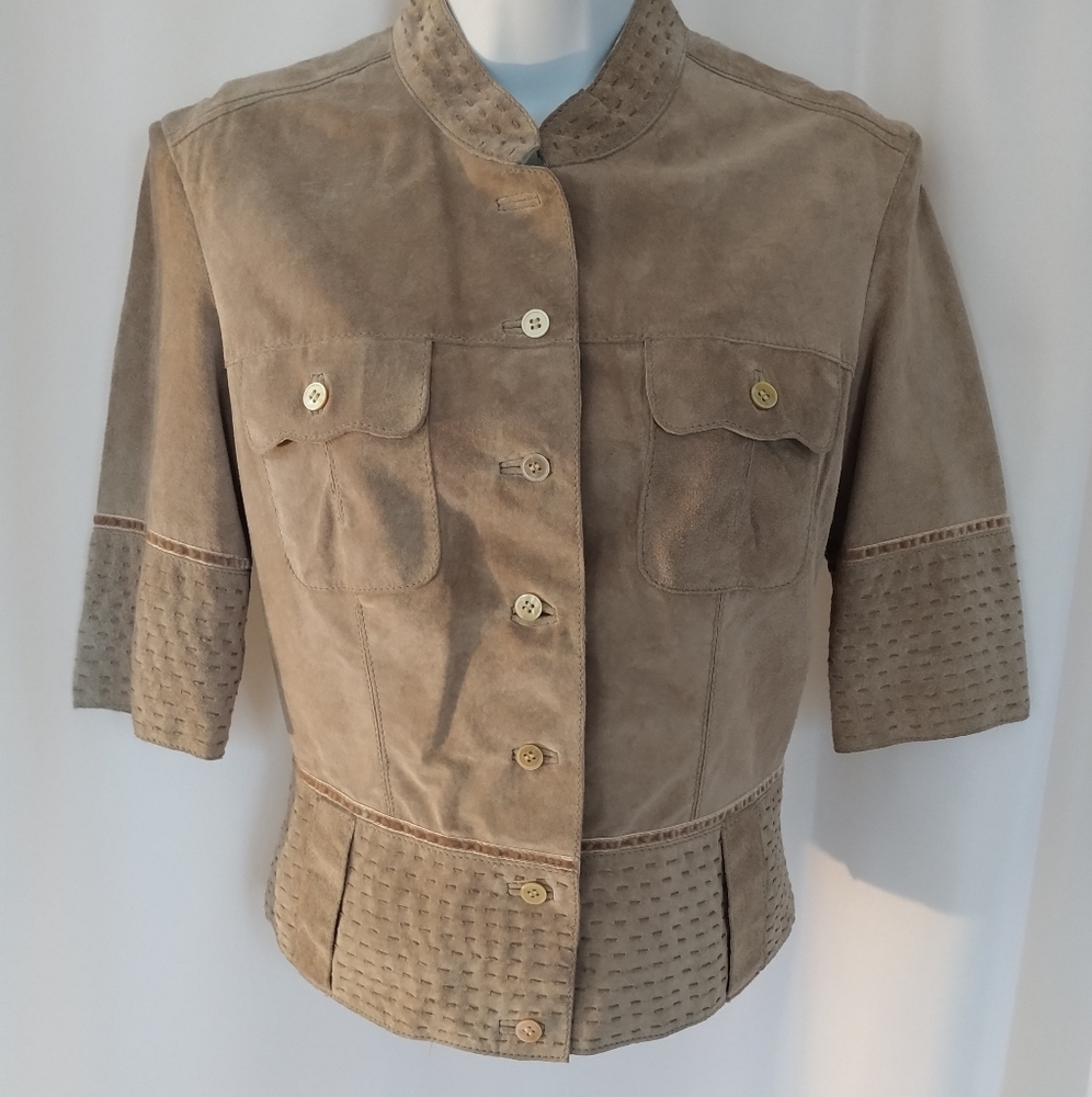 Anthropologie June suede jacket top silk lining S